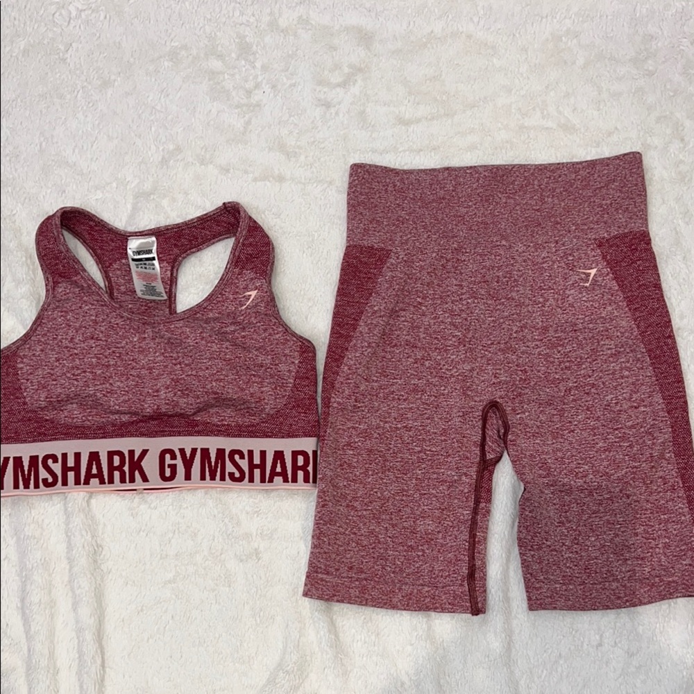 Gymshark Red Sports Bra and Shorts Set